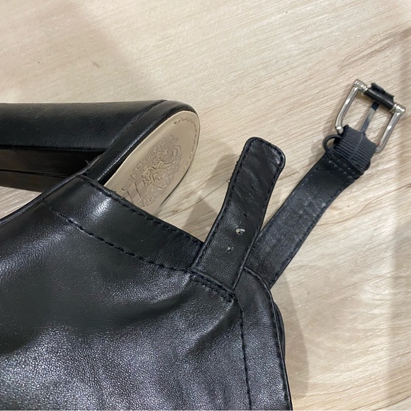 Vince Camuto Black Leather Open Toe Buckle Back Heel, Size 5.5, Good Condition - Picture 6 of 13